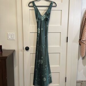 Teal silk dress